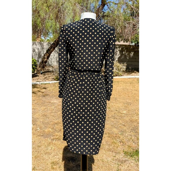 Maxi L/S Charles Bianco Italian Collection Polka Dot A-Line Sz6 Petite Dress EUC - Picture 4 of 5